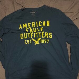 American Eagle Outfitters Men's Dark Green Shirt